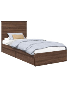 Letto con Contenitore con testiera Rovere Marrone 90 x 190 cm 2