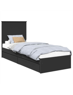Letto con Contenitore Nero 75 x 190 cm Legno multistrato 2