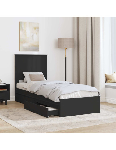 Letto con Contenitore Nero 75 x 190 cm Legno multistrato
