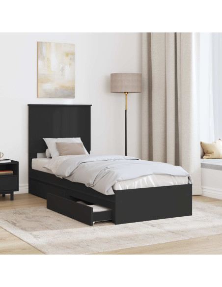 Letto con Contenitore Nero 75 x 190 cm Legno multistrato