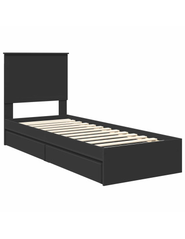 Letto con Contenitore Nero 75 x 190 cm Legno multistrato
