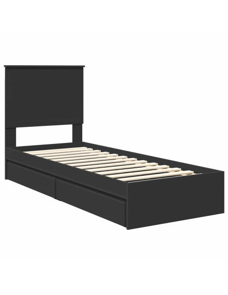 Letto con Contenitore Nero 75 x 190 cm Legno multistrato