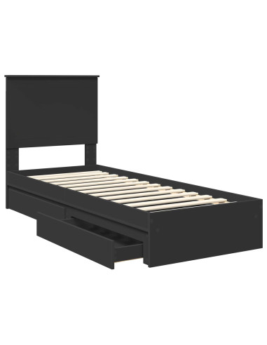 Letto con Contenitore Nero 75 x 190 cm Legno multistrato