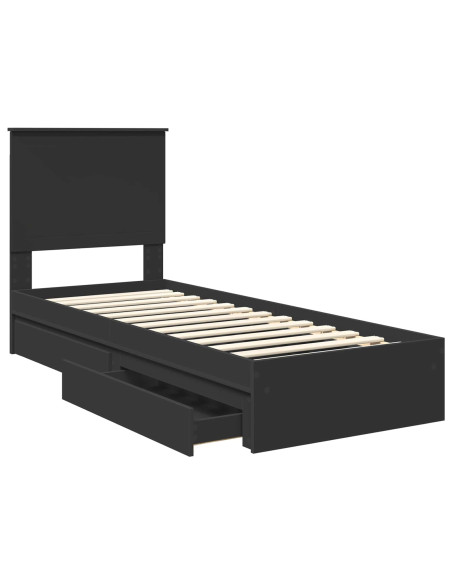 Letto con Contenitore Nero 75 x 190 cm Legno multistrato