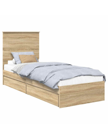 Letto con Contenitore con testiera Rovere Sonoma 75 x 190 cm