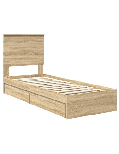 Letto con Contenitore con testiera Rovere Sonoma 75 x 190 cm