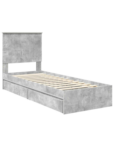 Letto con Contenitore con testiera Grigio cemento 75 x 190 cm