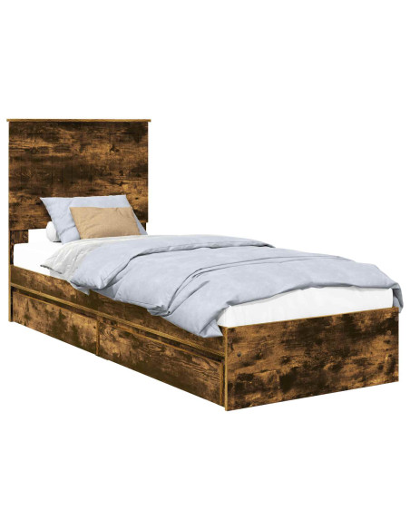 Letto con Contenitore Rovere fumé 75 x 190 cm Legno multistrato