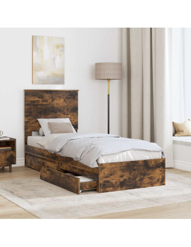 Letto con Contenitore Rovere fumé 75 x 190 cm Legno multistrato