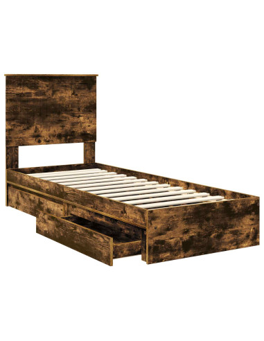 Letto con Contenitore Rovere fumé 75 x 190 cm Legno multistrato