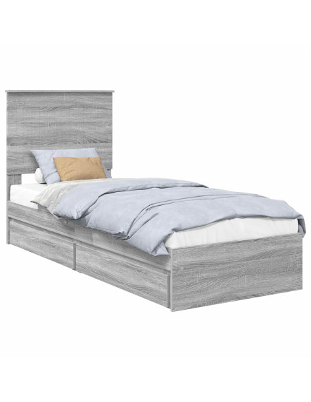 Letto con Contenitore con testiera Grigio Sonoma 75 x 190 cm