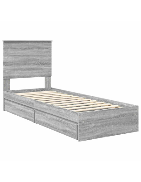 Letto con Contenitore con testiera Grigio Sonoma 75 x 190 cm