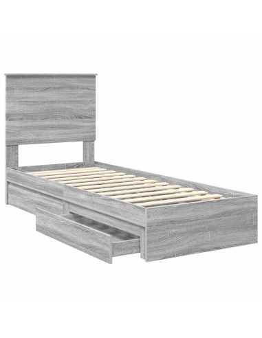 Letto con Contenitore con testiera Grigio Sonoma 75 x 190 cm