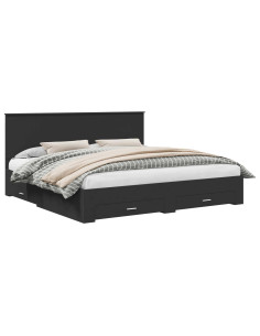 Struttura del letto con testiera Nero e Argento 200 x 200 cm 2