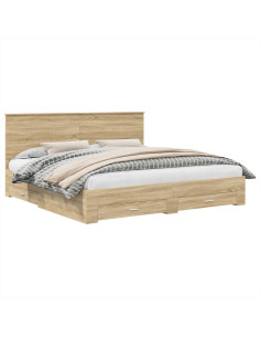 Struttura del letto con testiera Rovere Sonoma 200 x 200 cm 2