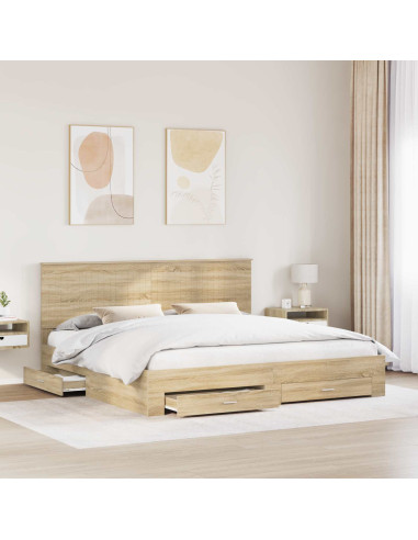 Struttura del letto con testiera Rovere Sonoma 200 x 200 cm