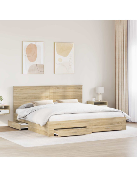 Struttura del letto con testiera Rovere Sonoma 200 x 200 cm