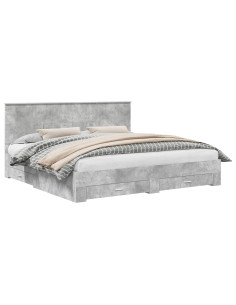 Struttura del letto con testiera Grigio cemento 200 x 200 cm 2