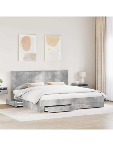Struttura del letto con testiera Grigio cemento 200 x 200 cm
