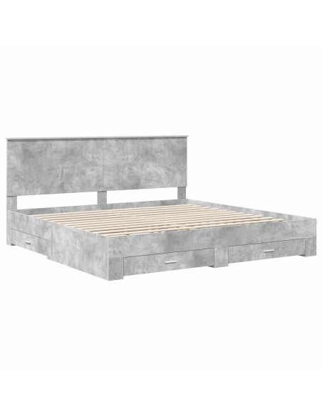 Struttura del letto con testiera Grigio cemento 200 x 200 cm