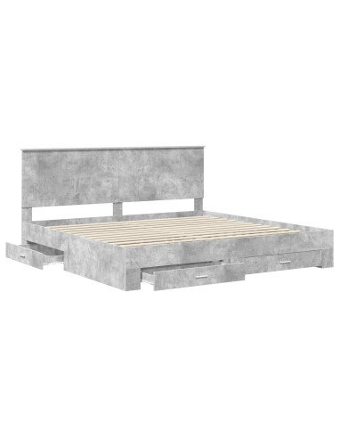 Struttura del letto con testiera Grigio cemento 200 x 200 cm