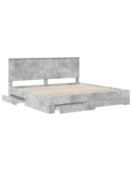 Struttura del letto con testiera Grigio cemento 200 x 200 cm