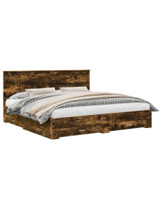 Struttura del letto Rovere fumé 200 x 200 cm Legno multistrato 2