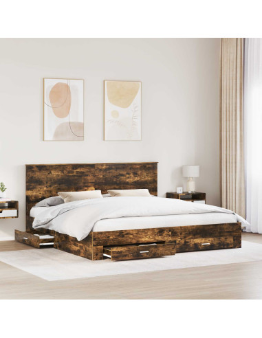 Struttura del letto Rovere fumé 200 x 200 cm Legno multistrato