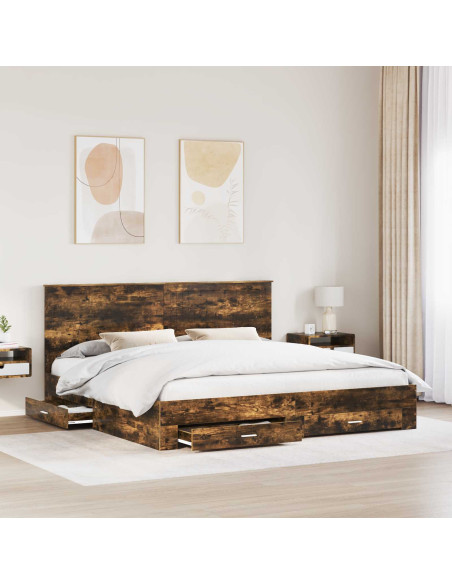 Struttura del letto Rovere fumé 200 x 200 cm Legno multistrato