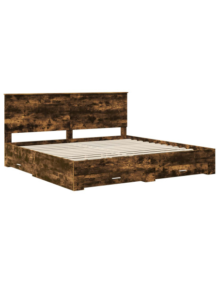 Struttura del letto Rovere fumé 200 x 200 cm Legno multistrato