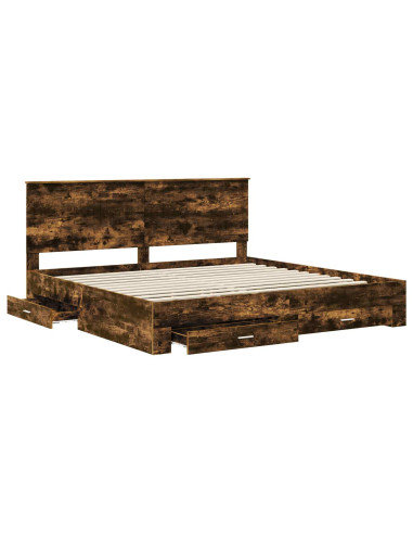 Struttura del letto Rovere fumé 200 x 200 cm Legno multistrato