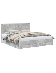 Struttura del letto con testiera Grigio cemento 180 x 200 cm 2