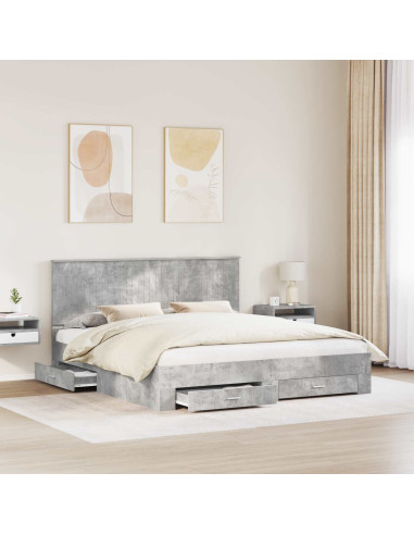 Struttura del letto con testiera Grigio cemento 180 x 200 cm