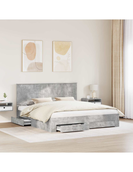 Struttura del letto con testiera Grigio cemento 180 x 200 cm