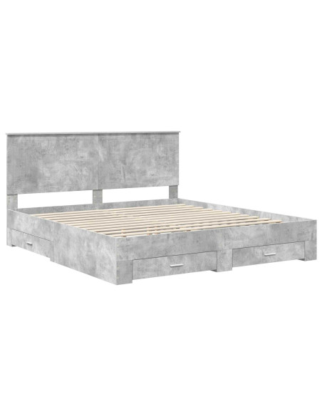 Struttura del letto con testiera Grigio cemento 180 x 200 cm