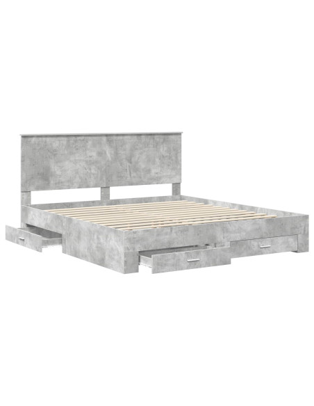 Struttura del letto con testiera Grigio cemento 180 x 200 cm