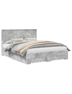 Struttura del letto con testiera Grigio cemento 160 x 200 cm 2