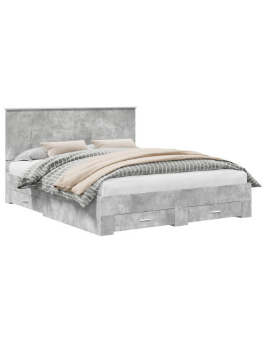 Struttura del letto con testiera Grigio cemento 160 x 200 cm