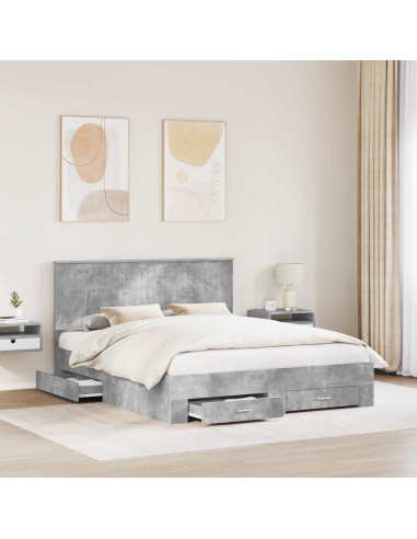 Struttura del letto con testiera Grigio cemento 160 x 200 cm