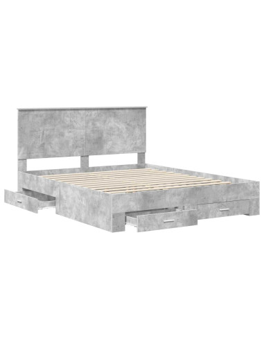 Struttura del letto con testiera Grigio cemento 160 x 200 cm