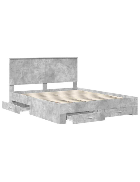 Struttura del letto con testiera Grigio cemento 160 x 200 cm