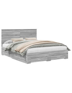 Struttura del letto con testiera Grigio Sonoma 160 x 200 cm 2