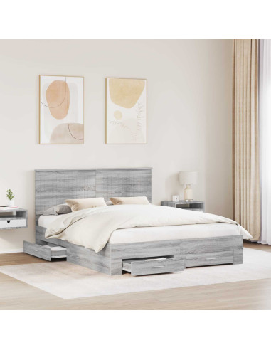 Struttura del letto con testiera Grigio Sonoma 160 x 200 cm
