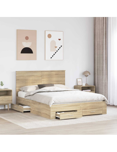 Struttura del letto con testiera Rovere Sonoma 150 x 200 cm