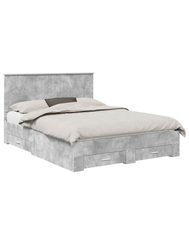 Struttura del letto con testiera Grigio cemento 150 x 200 cm