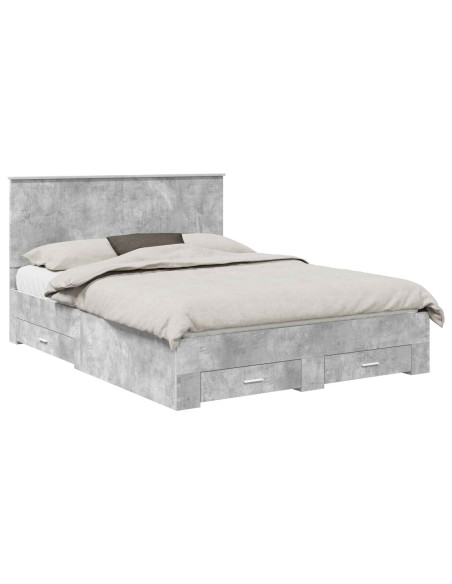 Struttura del letto con testiera Grigio cemento 150 x 200 cm