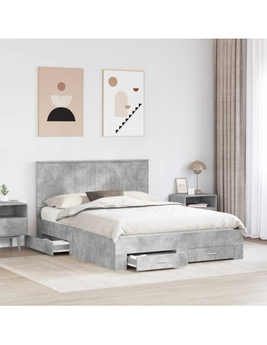 Struttura del letto con testiera Grigio cemento 150 x 200 cm
