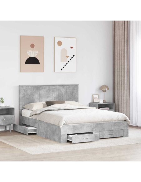 Struttura del letto con testiera Grigio cemento 150 x 200 cm