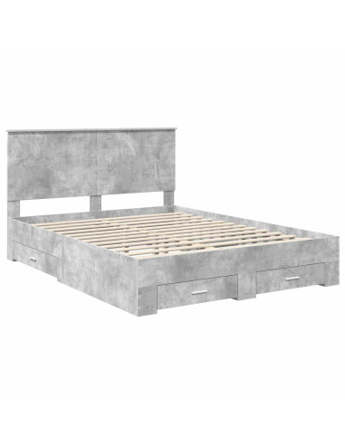Struttura del letto con testiera Grigio cemento 150 x 200 cm