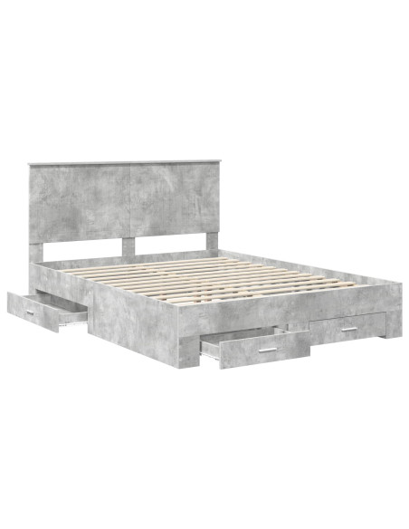 Struttura del letto con testiera Grigio cemento 150 x 200 cm